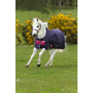 Amigo Hero Turnout 200g - Pferdedecke wasserfest in Dunkelviolett mit pinken Details, 1200 Denier, schützt zuverlässig bei jedem Wetter.