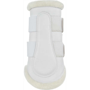 HorseGuard Dressurgamaschen Teddyfell - Online Kaufen: Weiße Gamasche mit Kunstleder-Außenseite und weichem Teddyfellrand für optimalen Beinschutz.
