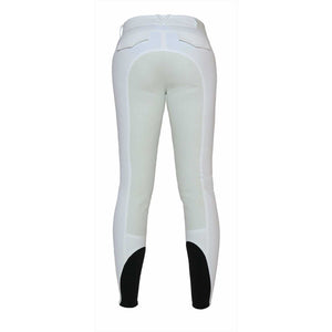 Equiline Turnierreithose Patricia in Weiß mit Alcantara-Vollbesatz hinten, perfekter Sitz und Funktion für anspruchsvolle Reiterinnen im Turniersport.