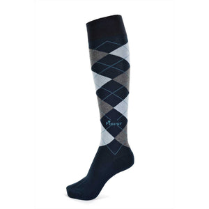 Pikeur Reitsocken Karomuster - Kniestrümpfe in Blau-Grau mit Komfortdesign aus der Basic Collection. Ideal für stilbewusste Reiter.