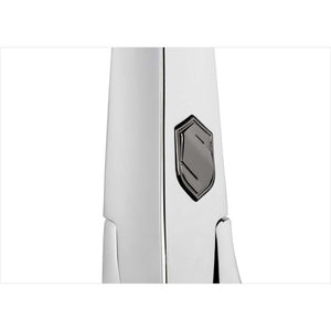 Nahaufnahme des glänzenden Chrome Black Finishs des Samshield Sicherheitssteigbügels. Edles Design trifft auf funktionale Sicherheit.