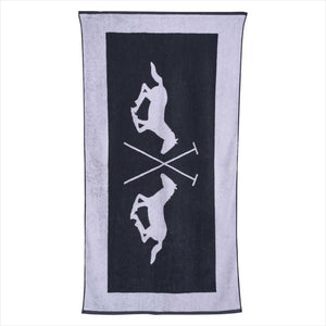 Hv Polo Strandtuch kaufen – Weiches Logo Handtuch in Schwarz-Weiß mit großem Polo-Reiter-Design, ideal als Accessoire für den Strand.