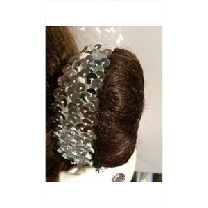 Duttnetz Glam Haarnetz mit silbernen Paillietten für Turniere, ideal für elegante Reitfrisuren und sicheren Halt bei Wettbewerben.