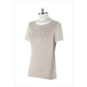 Animo Italia T-Shirt Fobh in Beige mit Strasslogo, atmungsaktivem Funktionsmaterial und taillierter Passform für Damen.