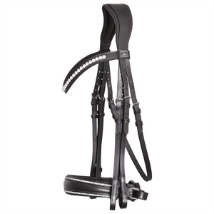 SD Design Kandare Celebrity aus schwarzem Leder mit Air Tunnel Genickstück und funkelnden Kristallen, ideal für stilvolle Pferdeausstattung.