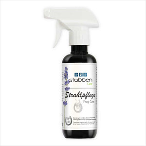 Stübben Strahlpflege 250ml Sprayflasche mit Lavendelöl und Lebermoosextrakt zur täglichen Hufpflege. Ideal für schwer erreichbare Stellen am Huf.