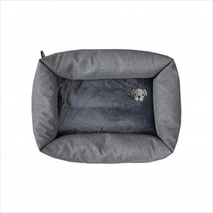 Hundebett weich 60x45cm von Kentucky in Grau mit weichem Innenfutter und gesticktem Hundelogo, ideal für kleine Hunde.