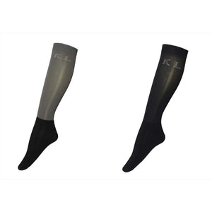 Kingsland Reitsocken Winter 2er Pack in Schwarz und Grau aus Woll-Mix, ideal für Reitstiefel und kalte Tage. Unisex-Design für Reiterkomfort.