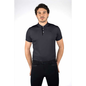 Samshield Poloshirt Darius in Dunkelgrau für Herren mit sportlichem Schnitt und eleganter Knopfleiste, perfekt für stilbewusste Reiter.
