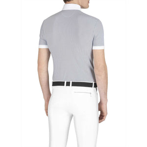 Rückansicht des Equiline Herren Turniershirts - Kurzarm, figurbetonter Schnitt, perfekt für stilbewusste Reiter im Sommer.