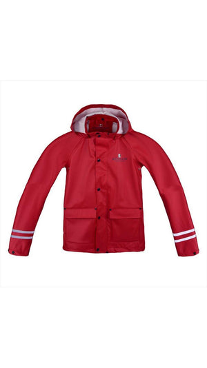 Kingsland Claxton Regenjacke für Kinder in leuchtendem Rot mit versiegelten Nähten und verstellbarem Saum. Ideal für nasses Wetter und Outdoor-Spaß.