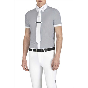 Equiline Herren Turniershirt - Kurzarm mit Längsstreifen, atmungsaktiv und schnelltrocknend, ideal für Sommerturniere.