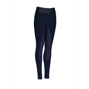 Pikeur Kinderreithose Leggings Ida Grip in Dunkelblau mit sportlichem Design, Grip-Vollbesatz und seitlichem Handyfach für junge Reiter.