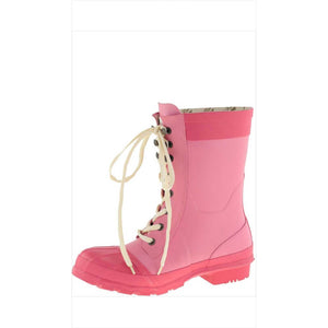 Hobo Gummistiefel Rockfish Short & Lacey Matt in Pink mit matter Oberfläche und robuster Schnürung, ideal als Reitstiefelette für Damen.