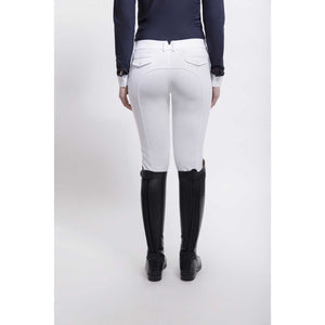 Rückansicht der Samshield Mathilde FullGrip Reithose mit Gesäßtaschen, Silikonbesatz und figurbetontem Schnitt für Komfort und Stabilität.